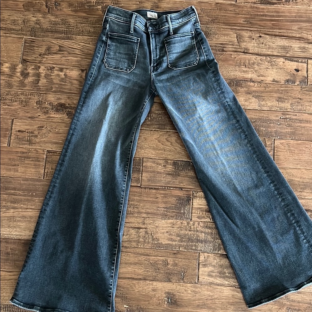MOTHER Blue Flare Wide Leg Jeans